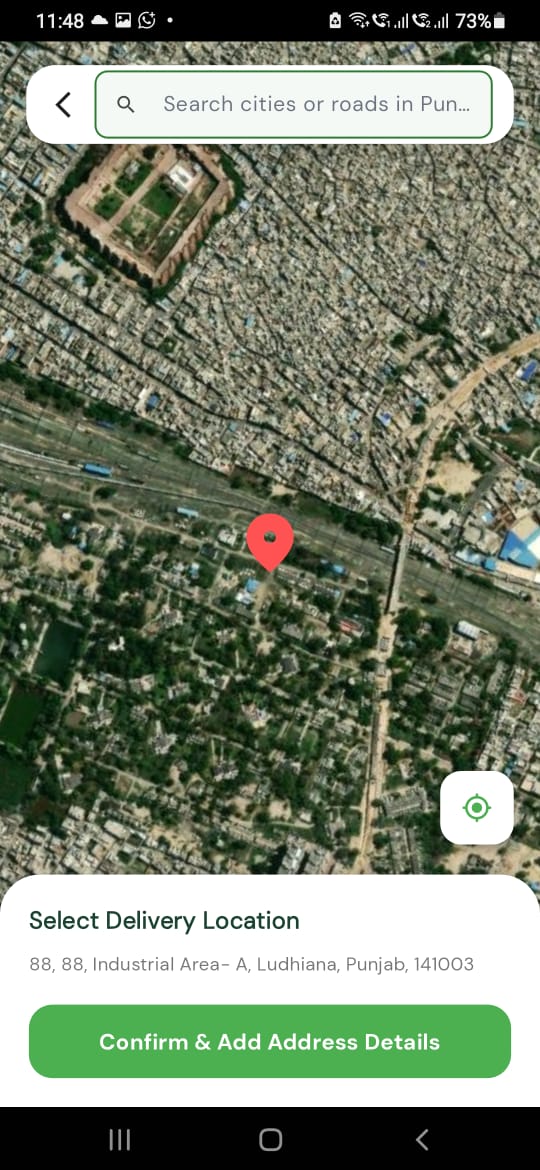 Delivery Location Screen
